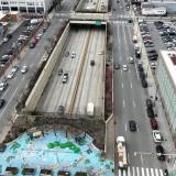 Overhead view of Chinatown and Vine Street Expressway