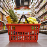 Grocery Basket with Healthy Food