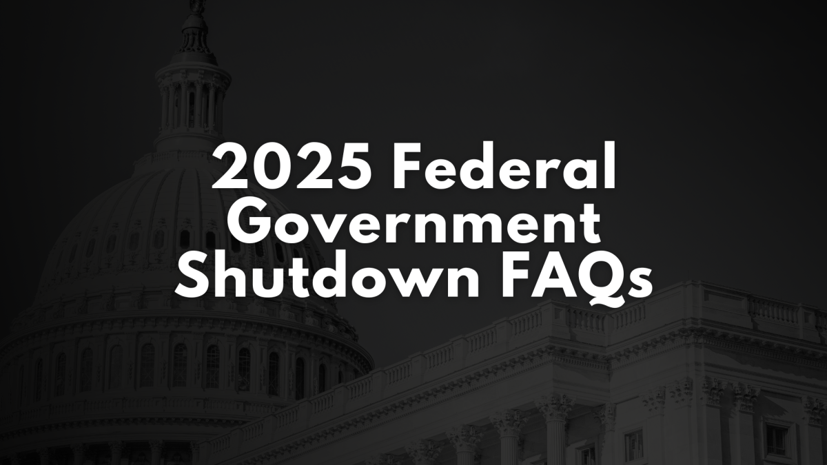 This image reads, "2025 Federal Government Shutdown FAQs."