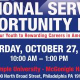 National Service Opportunity Fair for middle school, high school, and college freshman students who are interested in national service careers
